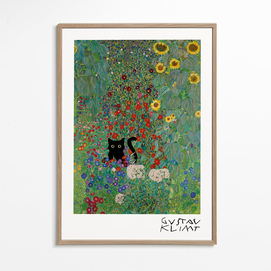 Gustav Klimt Garden Cat Print