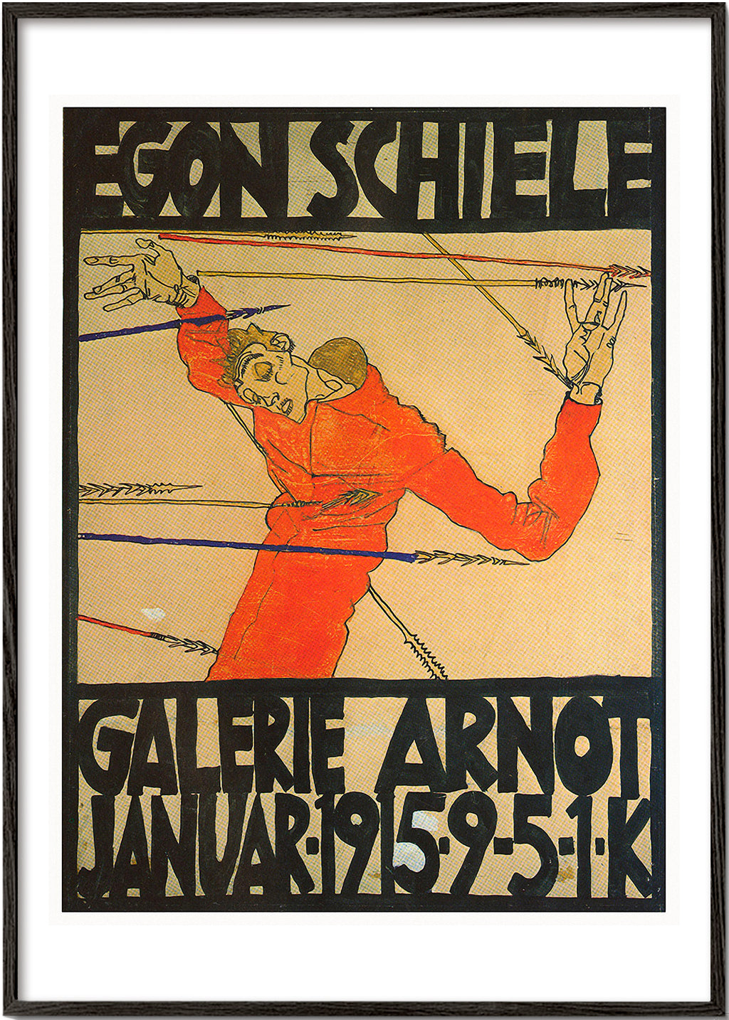 Vintage poster with red figure and bold lettering | Wall art