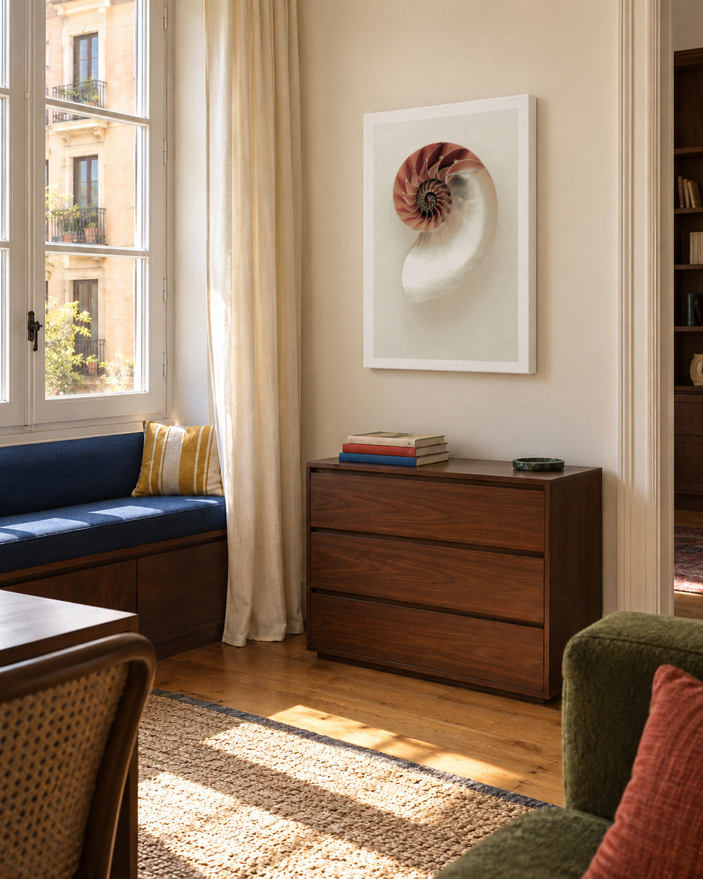 Sea opened snail - Unframed canvas in an interior