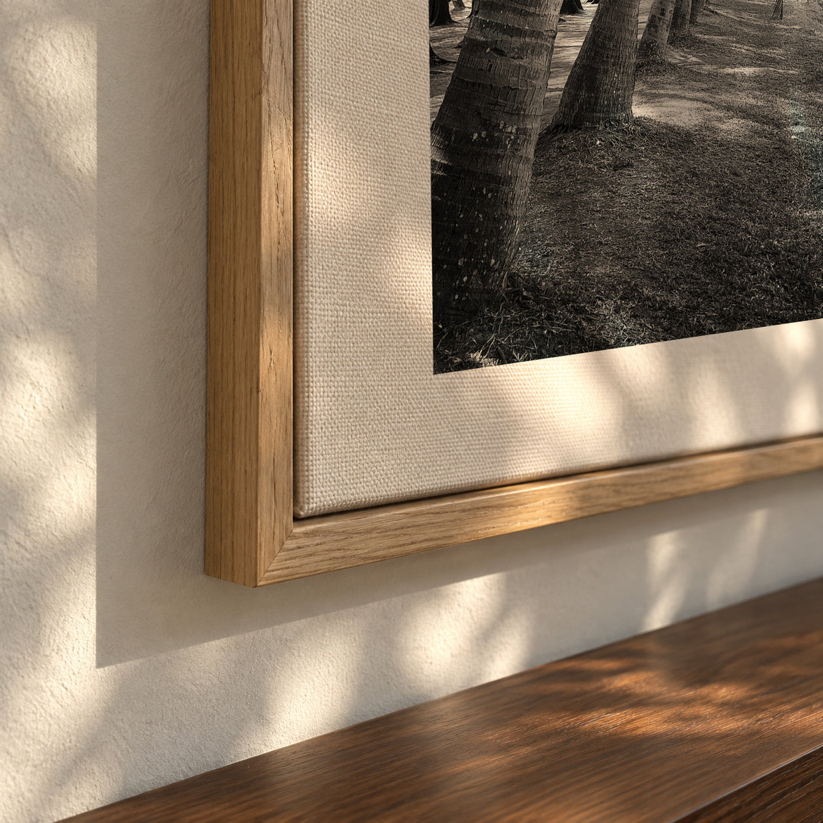 Coastal palm trees - Framed canvas detail