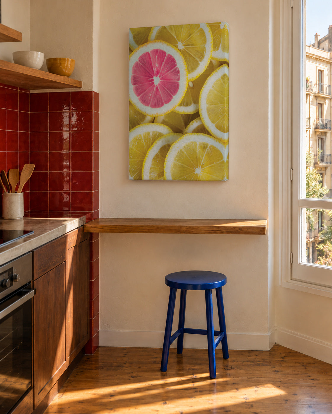 The pink lemon - Unframed canvas in an interior