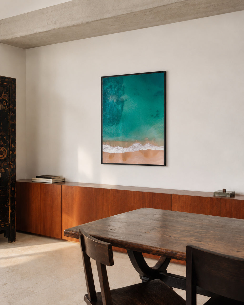 Seaside airview - Framed poster in an interior