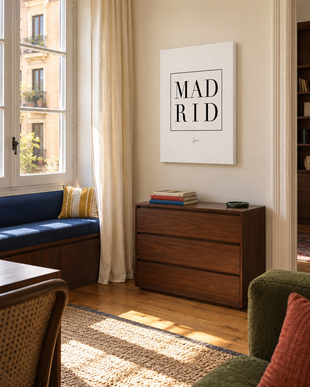 Madrid - Unframed canvas in an interior