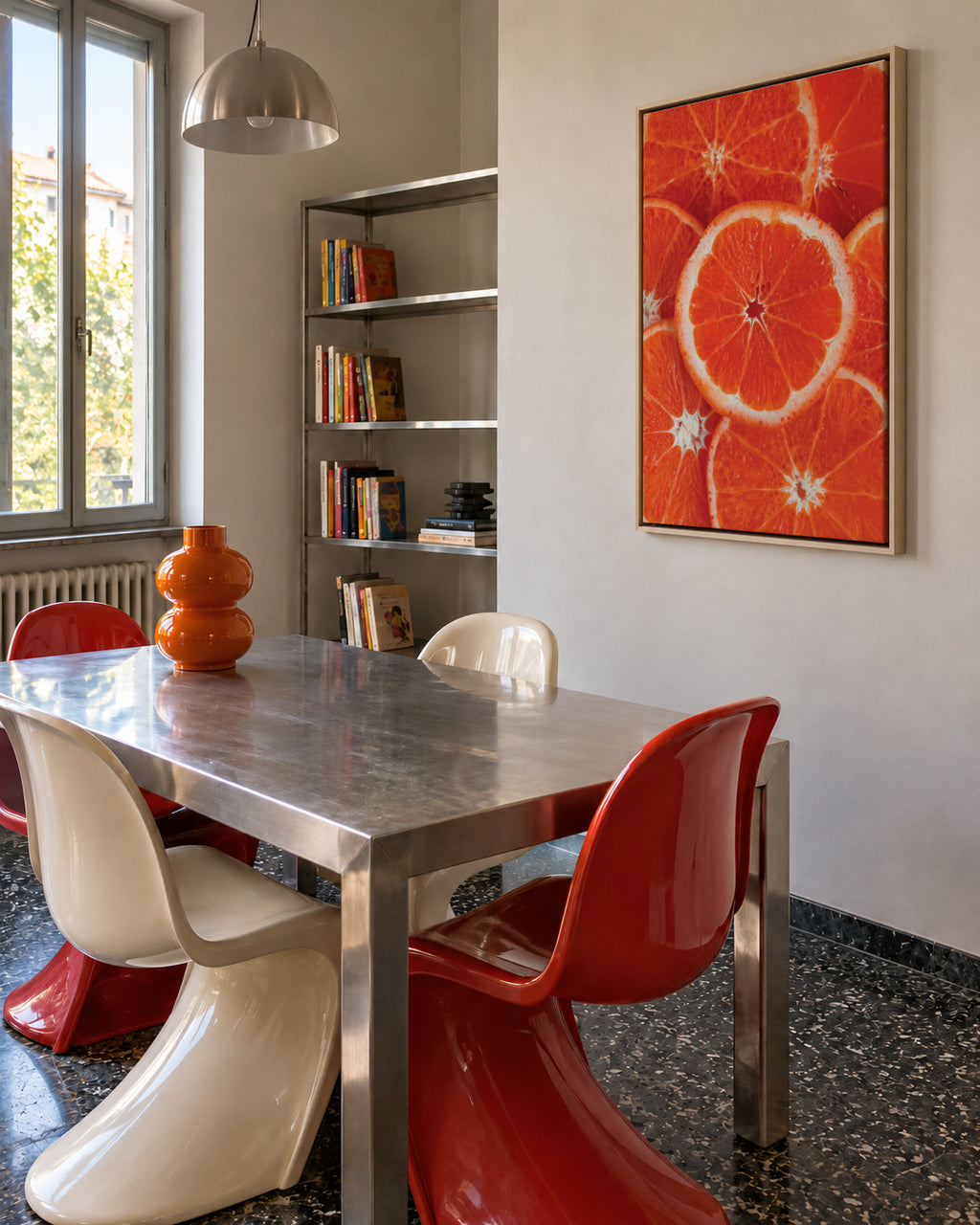 Orange lovers - Framed canvas in an interior