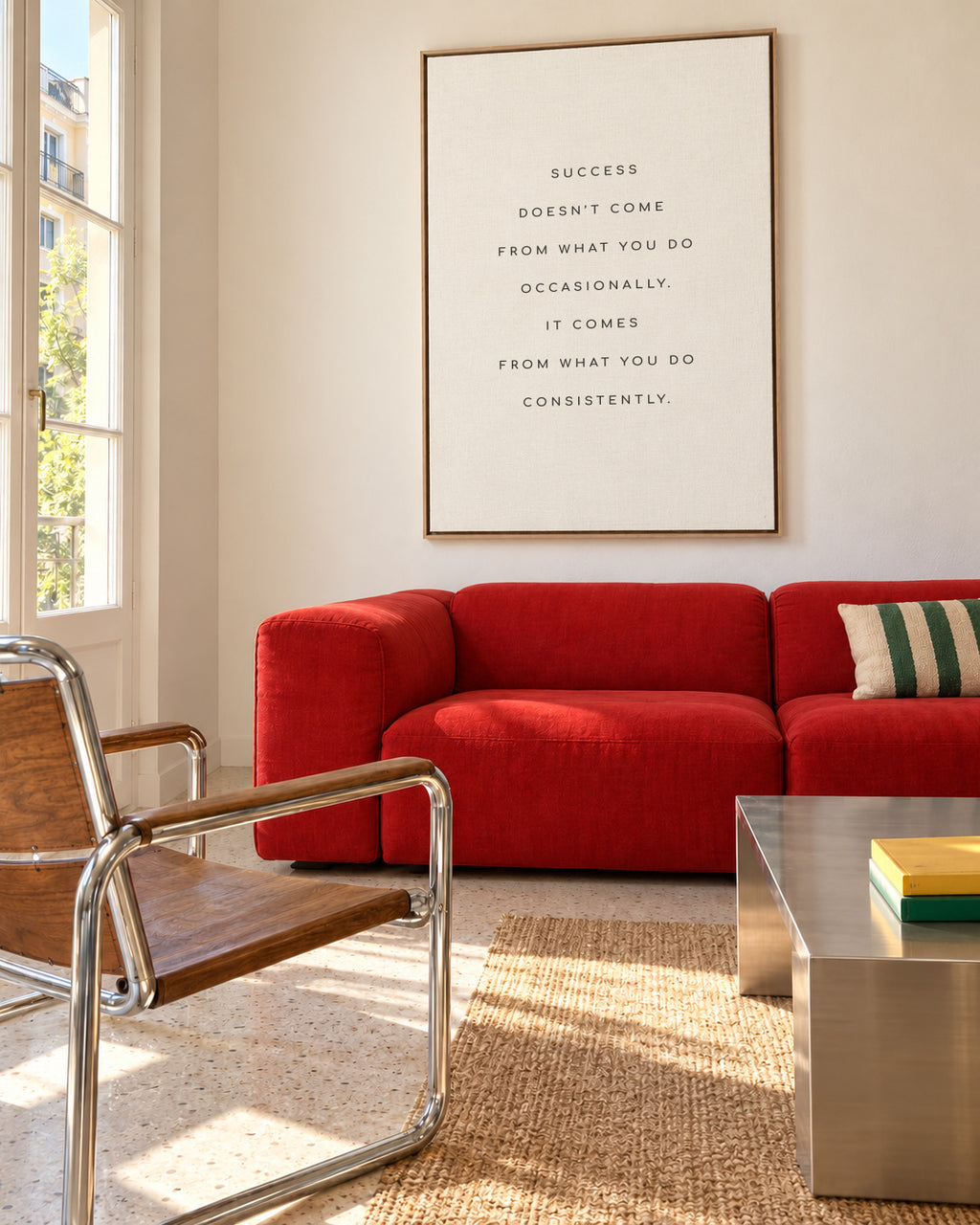 Success quote - Framed canvas in an interior