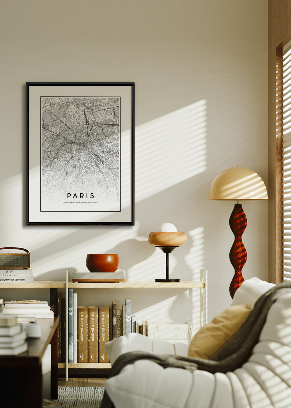 Paris map - Framed canvas in an interior