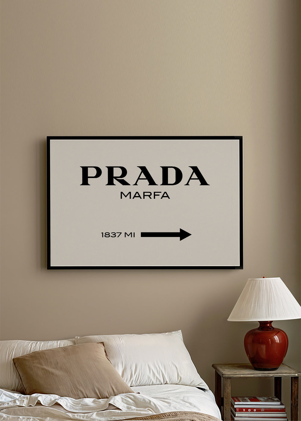 Travel poster with Prada Marfa typography | Wall art, framed