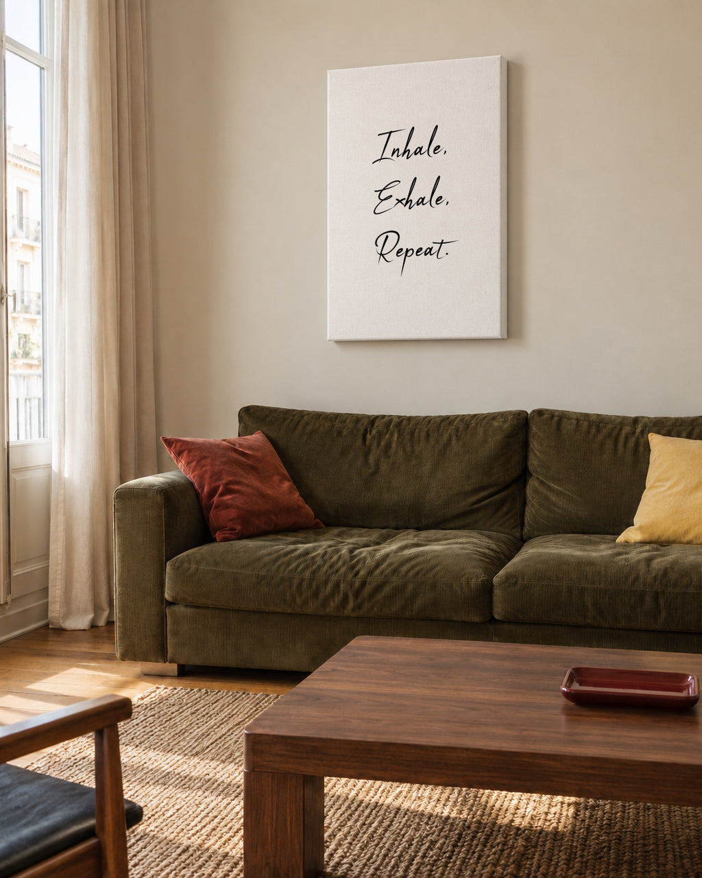 Inhale, Exhale, Repeat - Unframed canvas in an interior