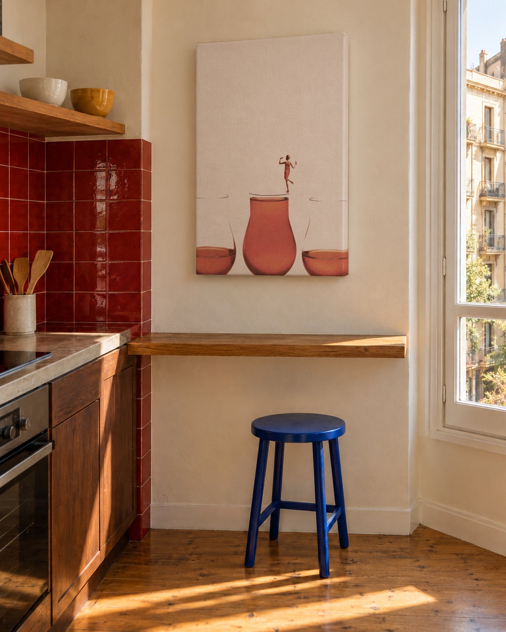 I prefer the full one - Unframed canvas in an interior