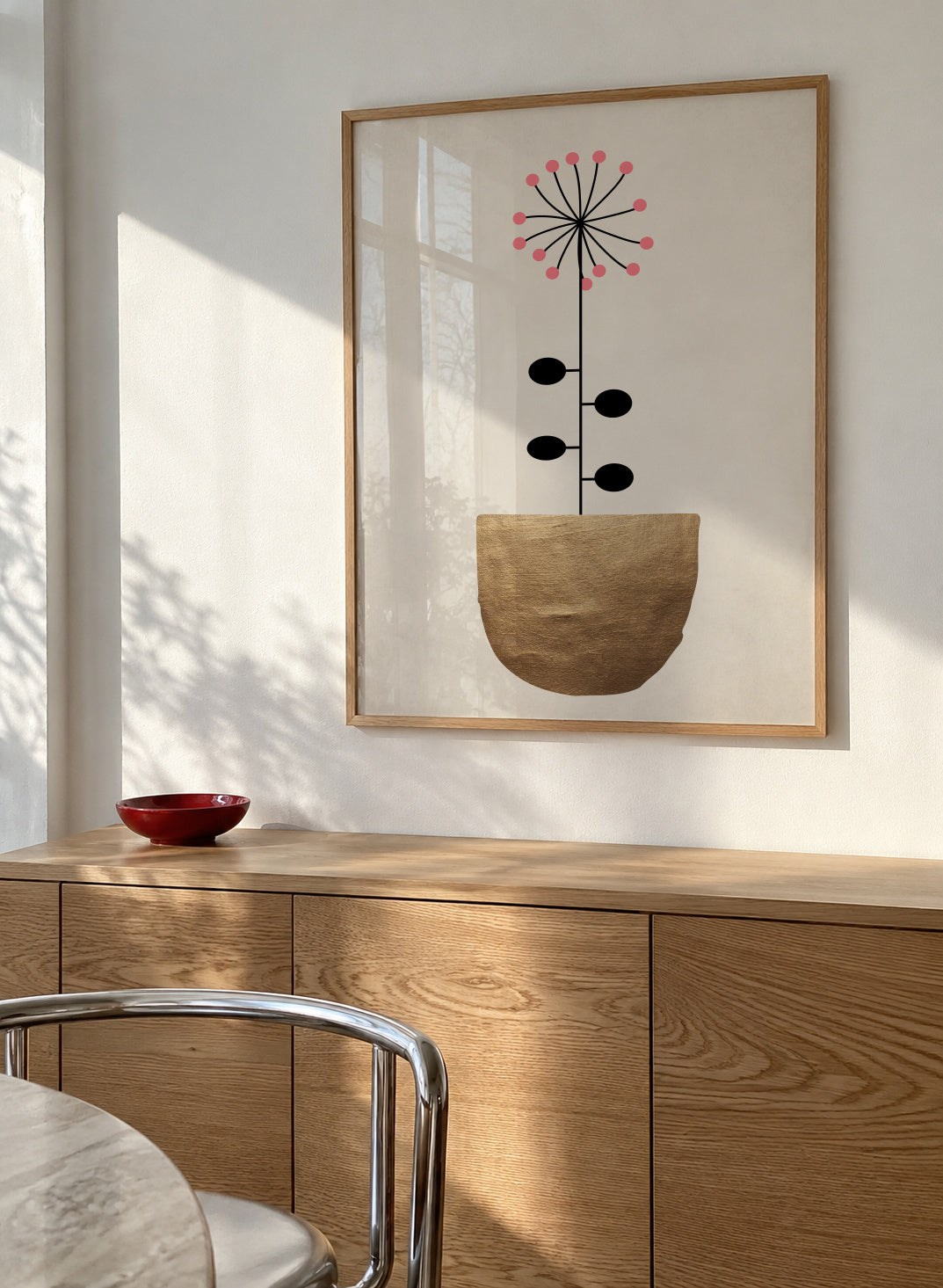 Golden flower - Framed poster in an interior