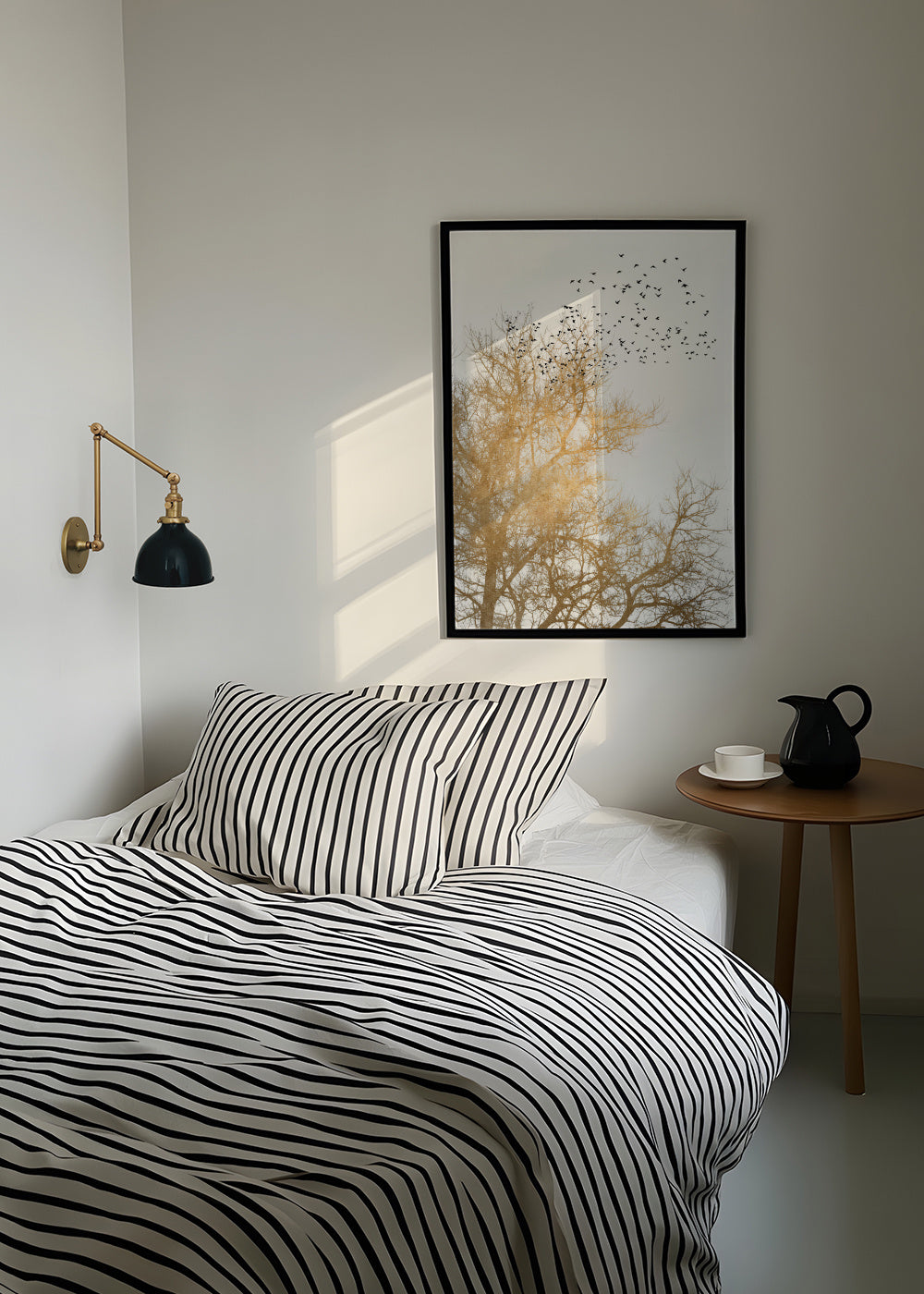 Golden skies - Framed poster in an interior