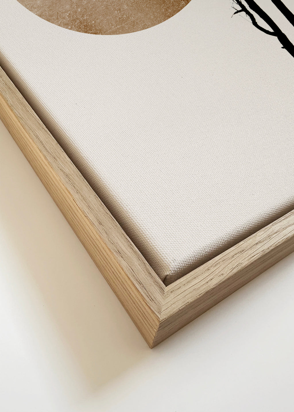 Sun and moon hiding - gold - Framed canvas detail