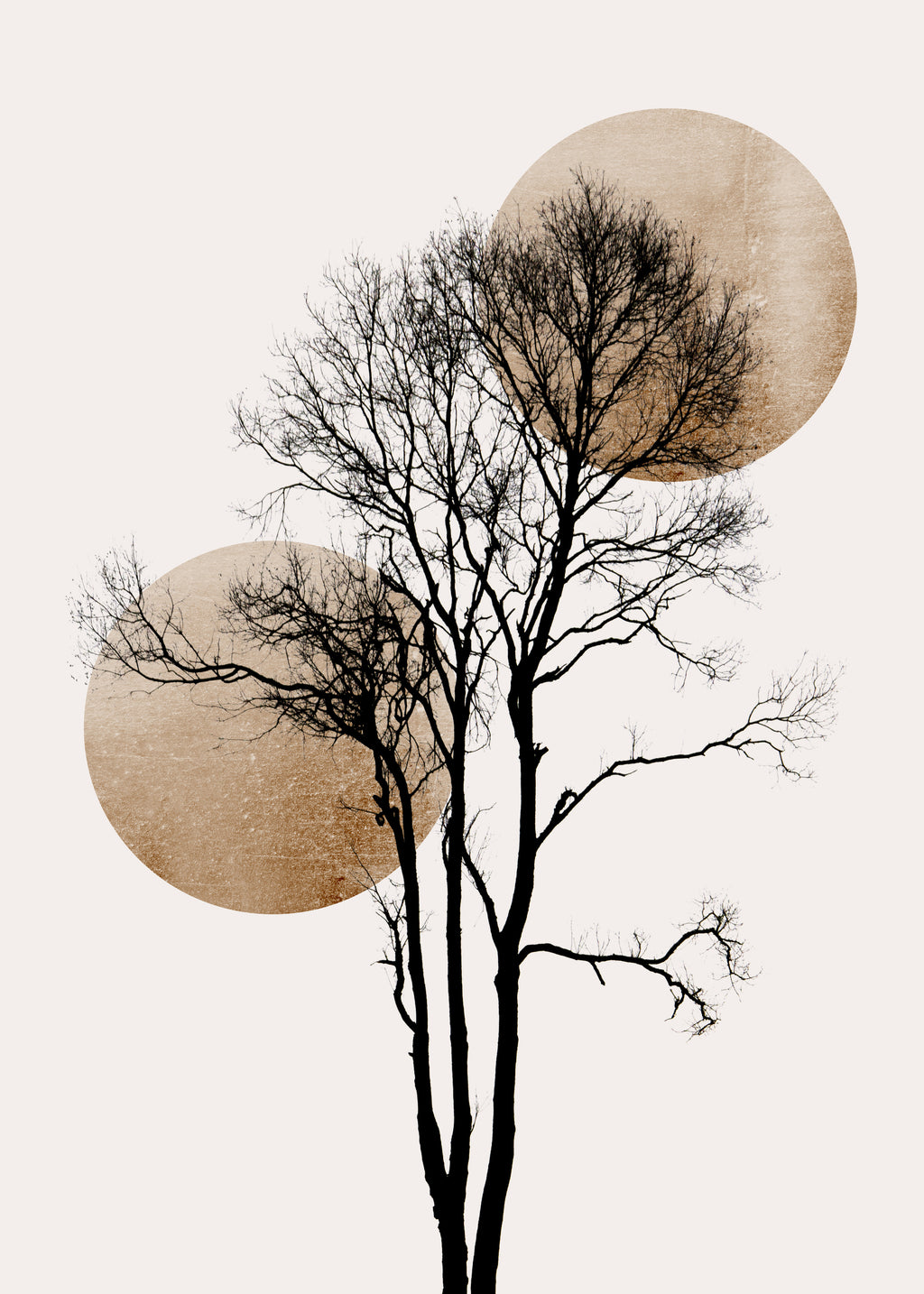 Sun and moon hiding - gold - Unframed art print