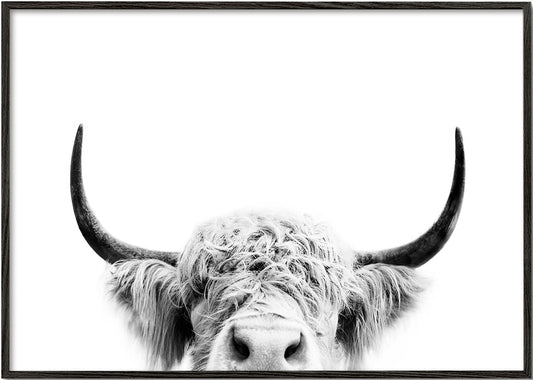 Peeking cow BW