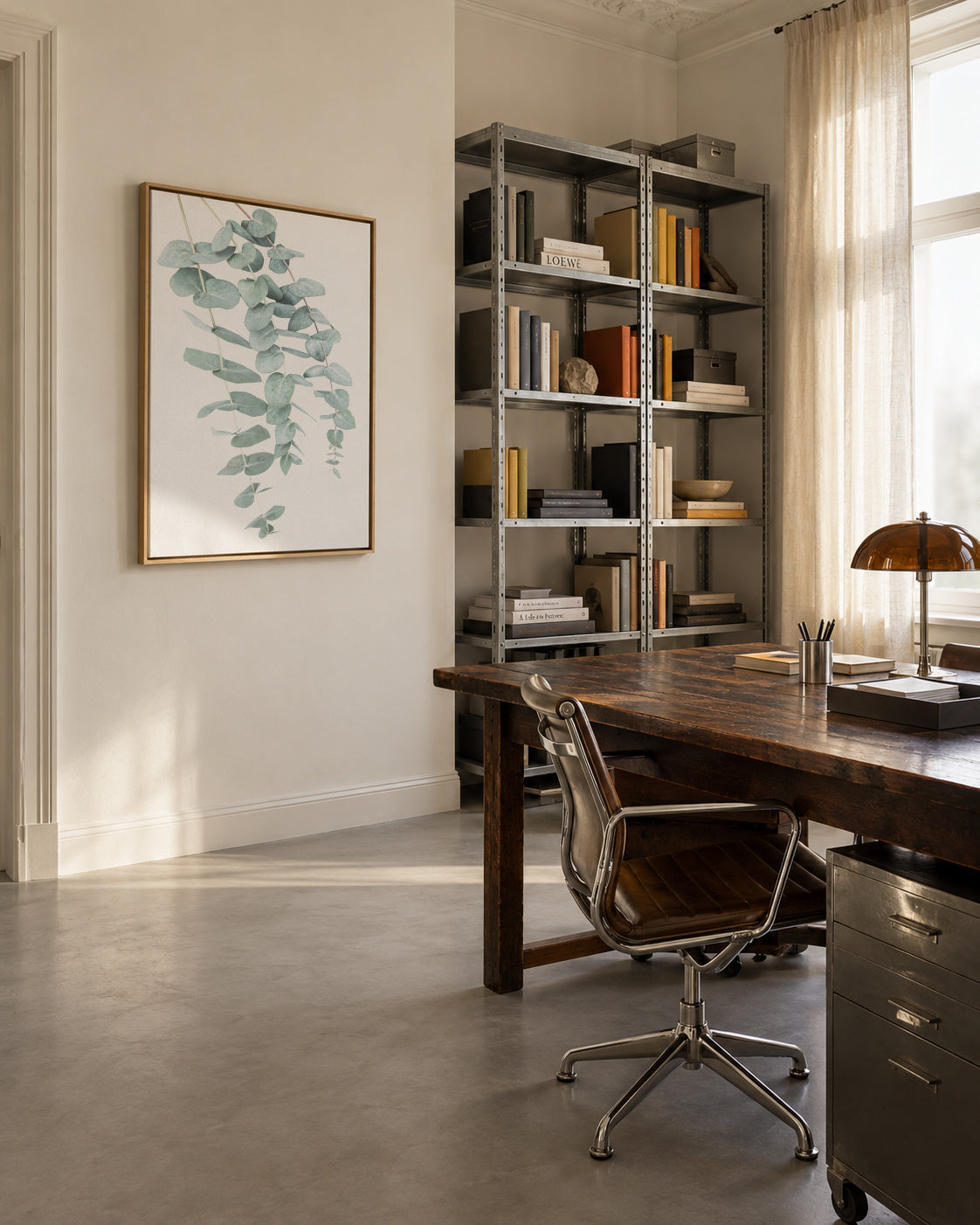 Eucalyptus I - Framed canvas in an interior