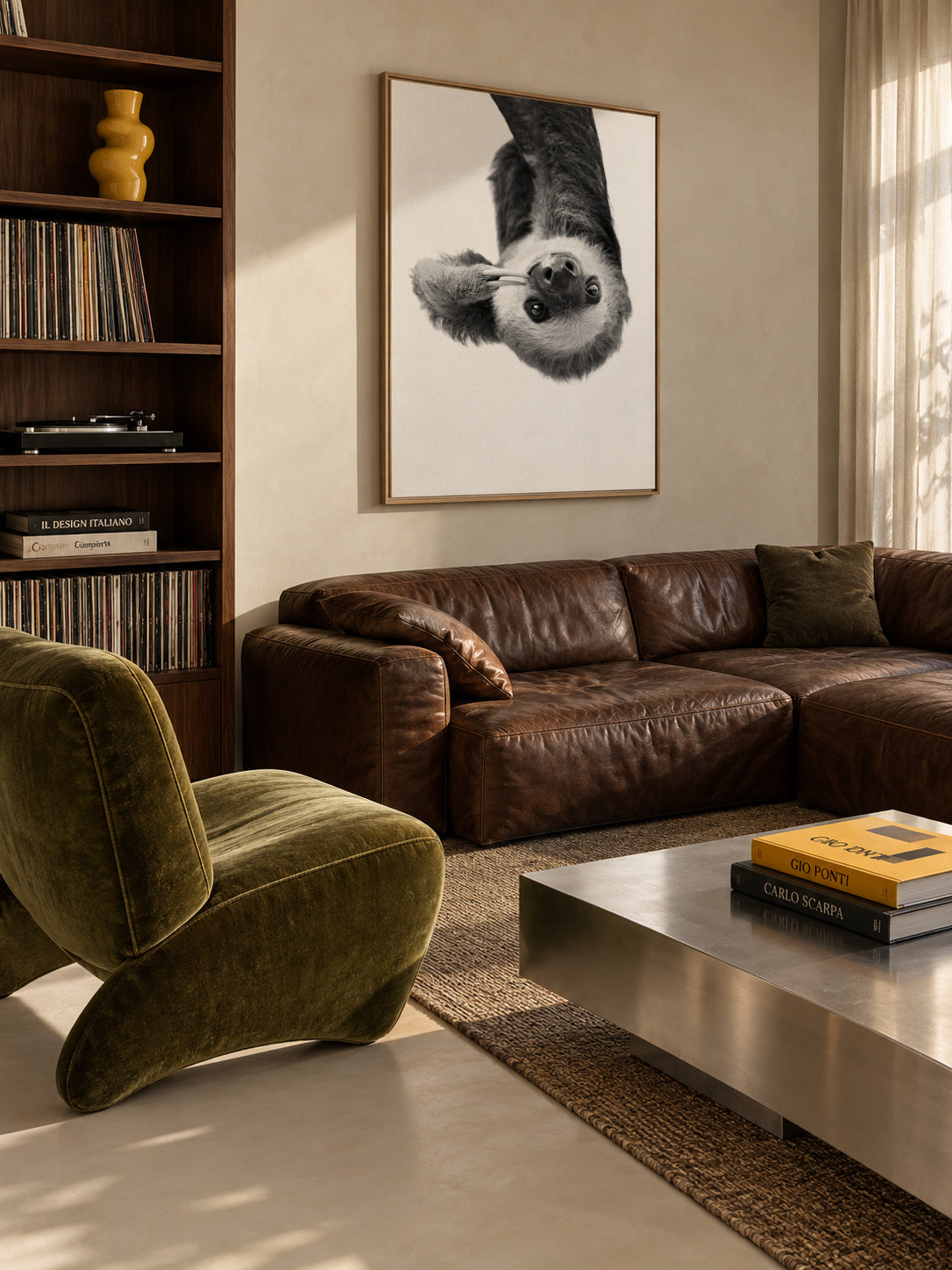 Sloth BW - Framed canvas in an interior
