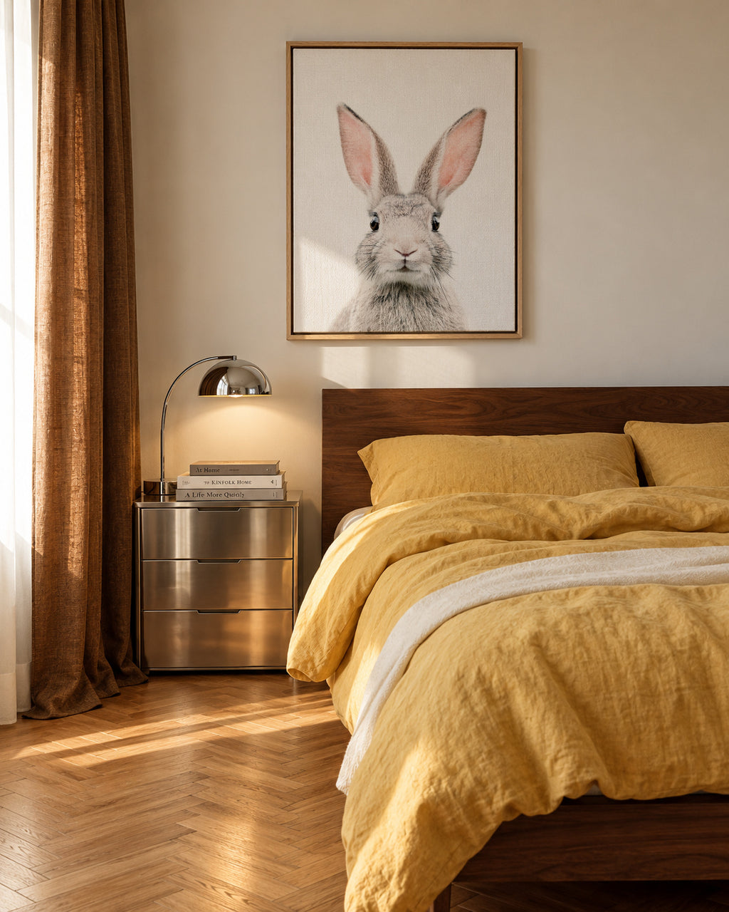 Bunny face - Framed canvas in an interior