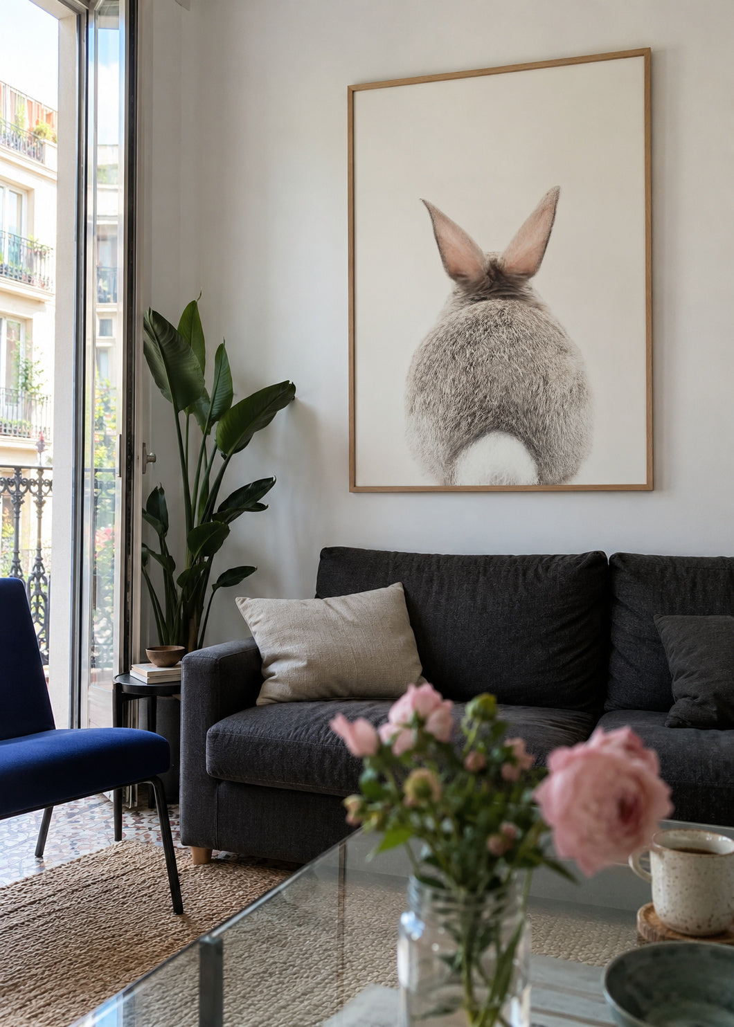 Bunny tail - Framed poster in an interior