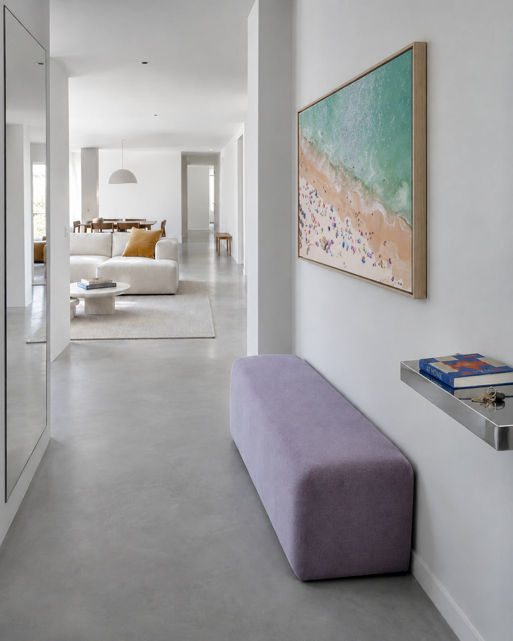 Pastel Beach - Framed canvas in an interior