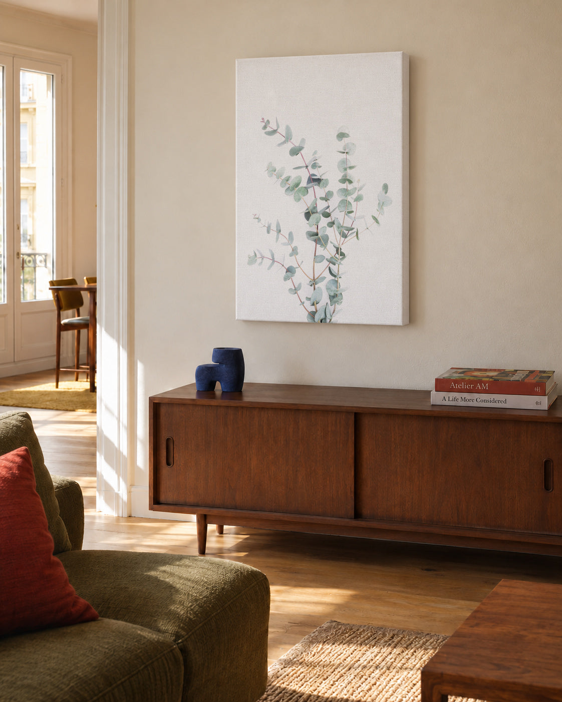 Eucalyptus Branch - Unframed canvas in an interior