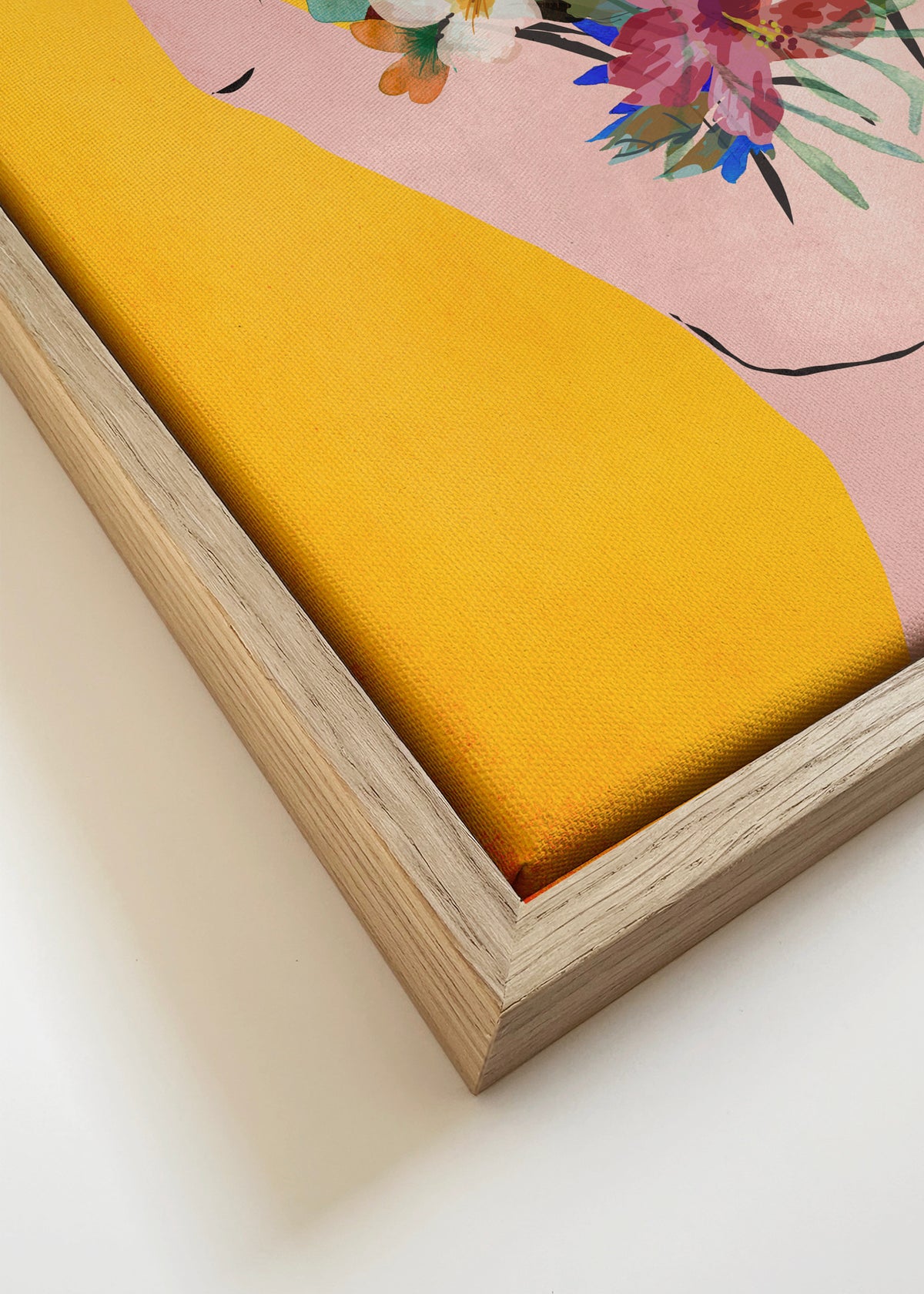 Fridas hands yellow - Framed canvas detail