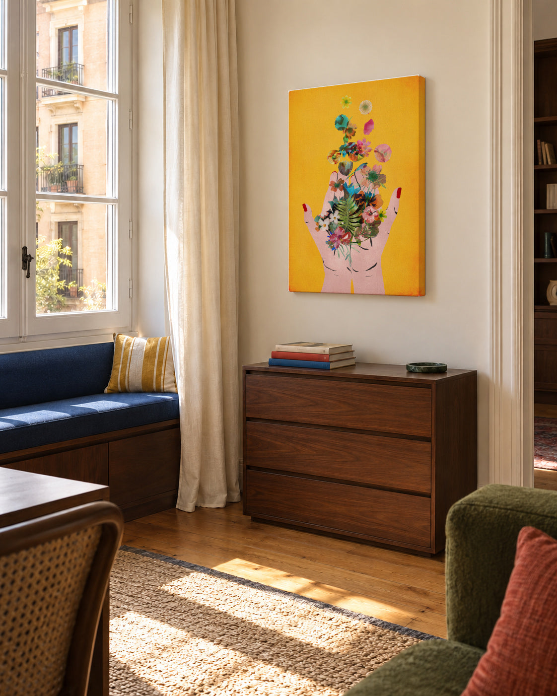 Fridas hands yellow - Unframed canvas in an interior