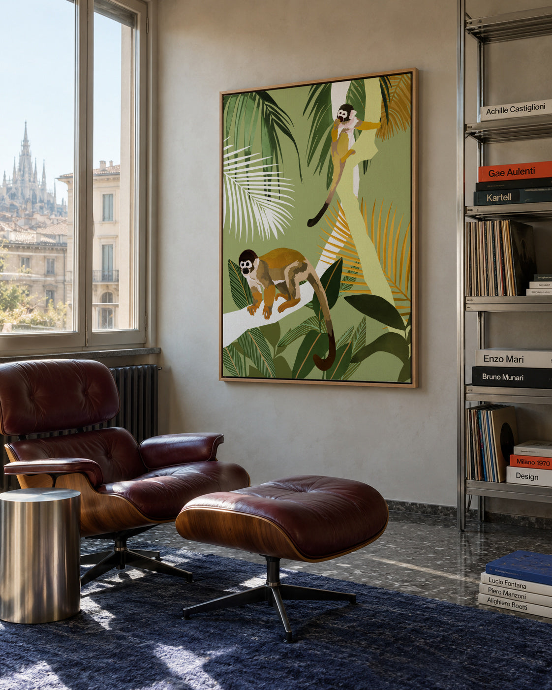 Monkey Friends - Framed canvas in an interior