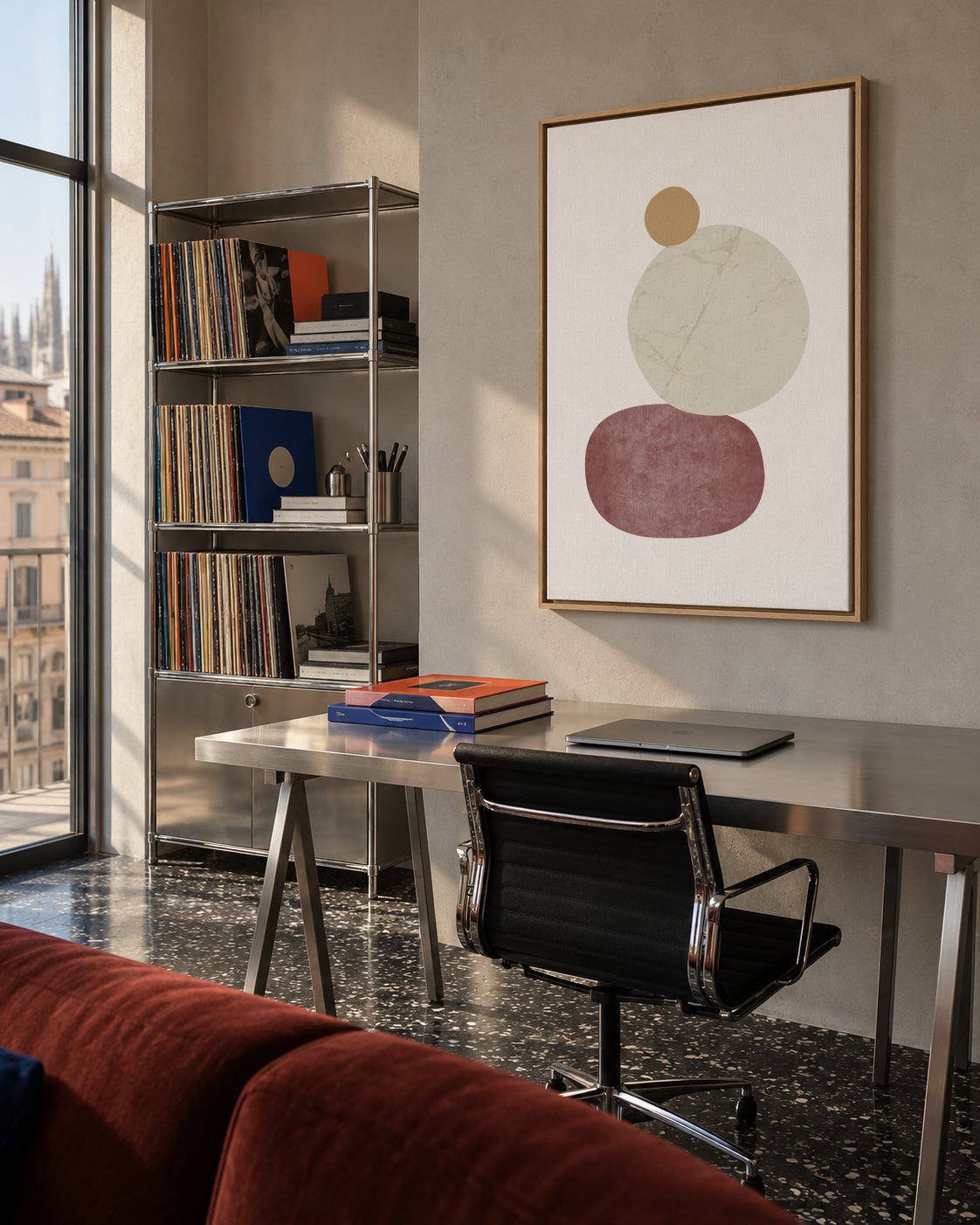 Pebbles N3 - Framed canvas in an interior