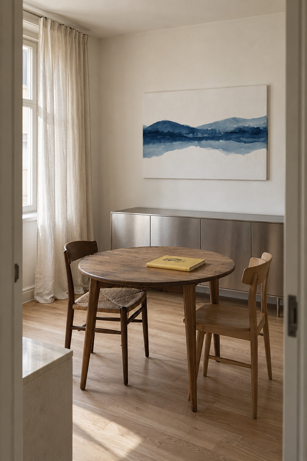 Watercolor landscape N2 - Unframed canvas in an interior