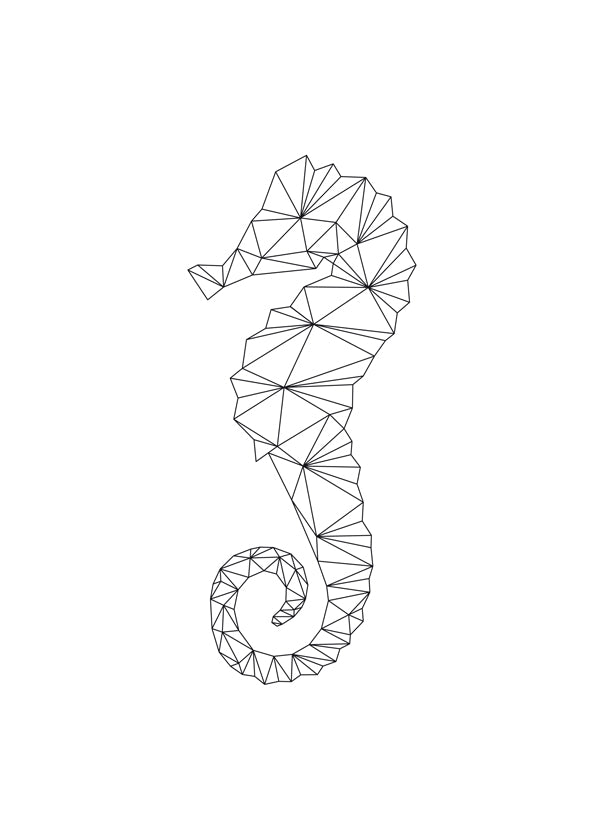 Geometric Seahorse White