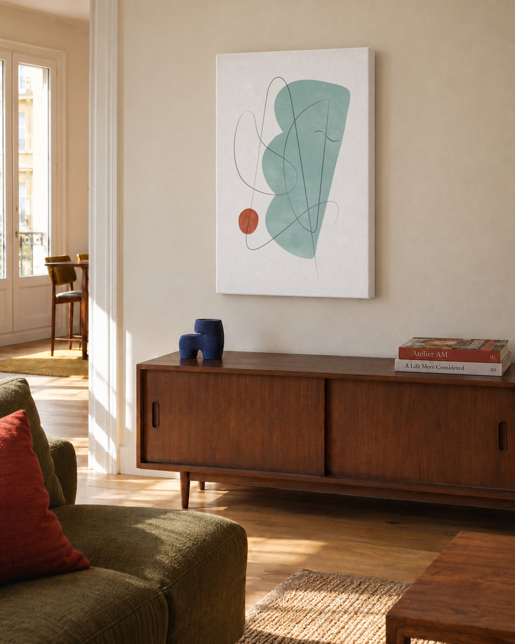 Abstract N 24 - Unframed canvas in an interior