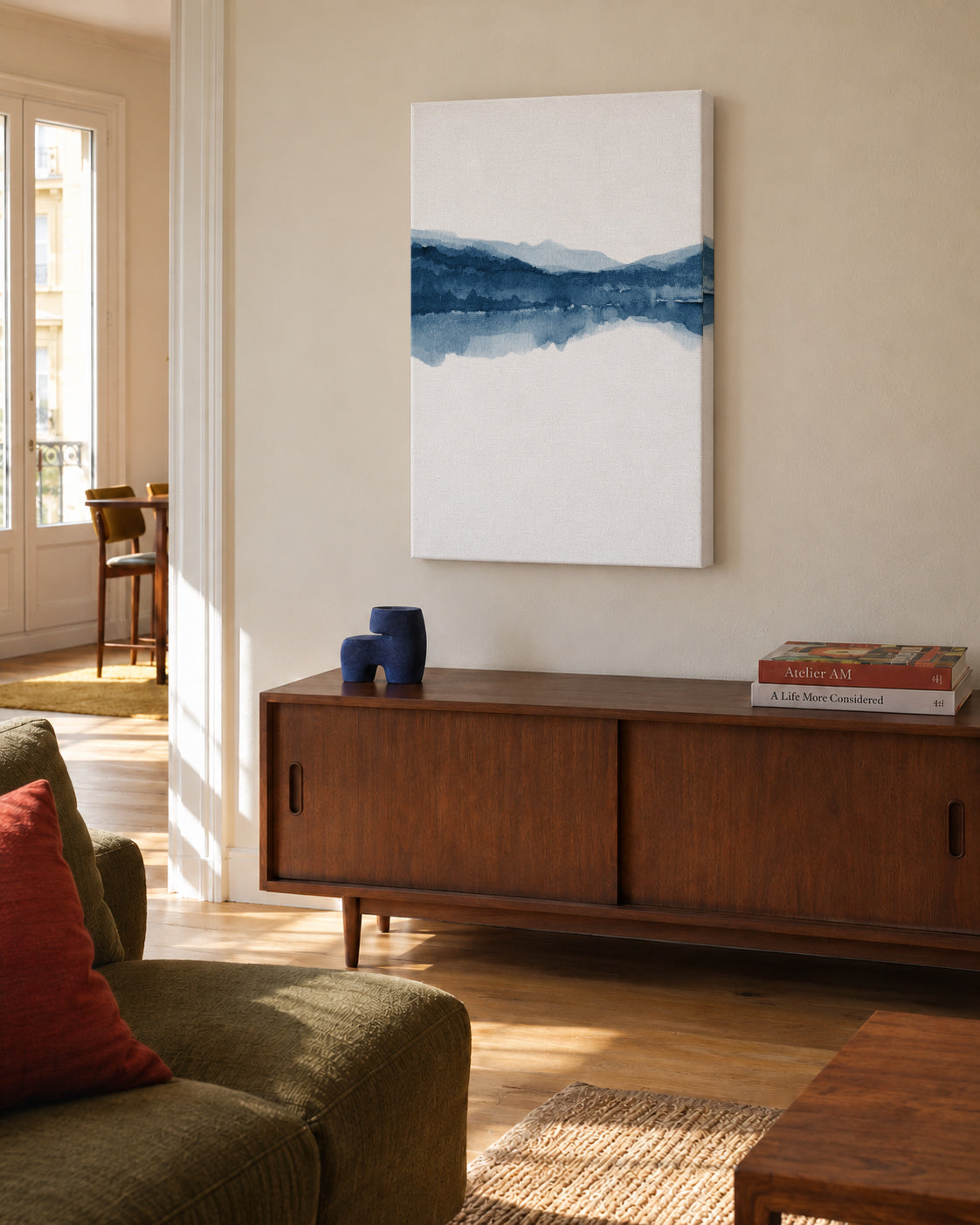 Watercolor Landscape N 17 - Unframed canvas in an interior