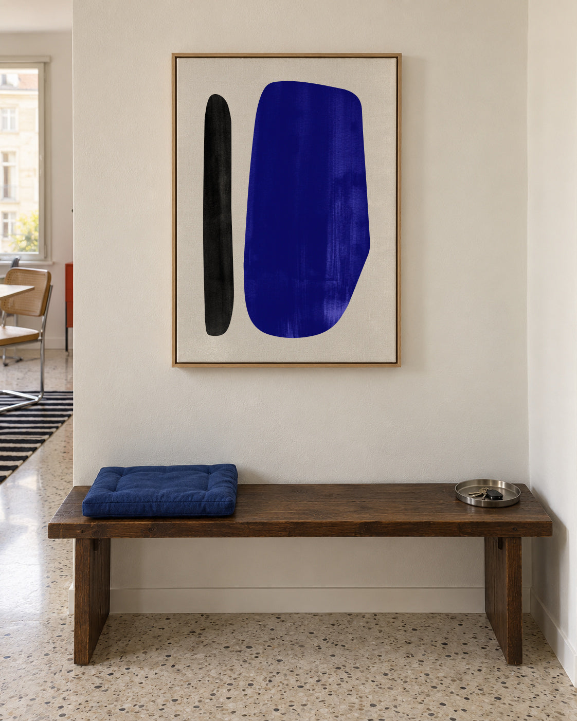 Abstract N 32 - Reflex Blue - Framed canvas in an interior
