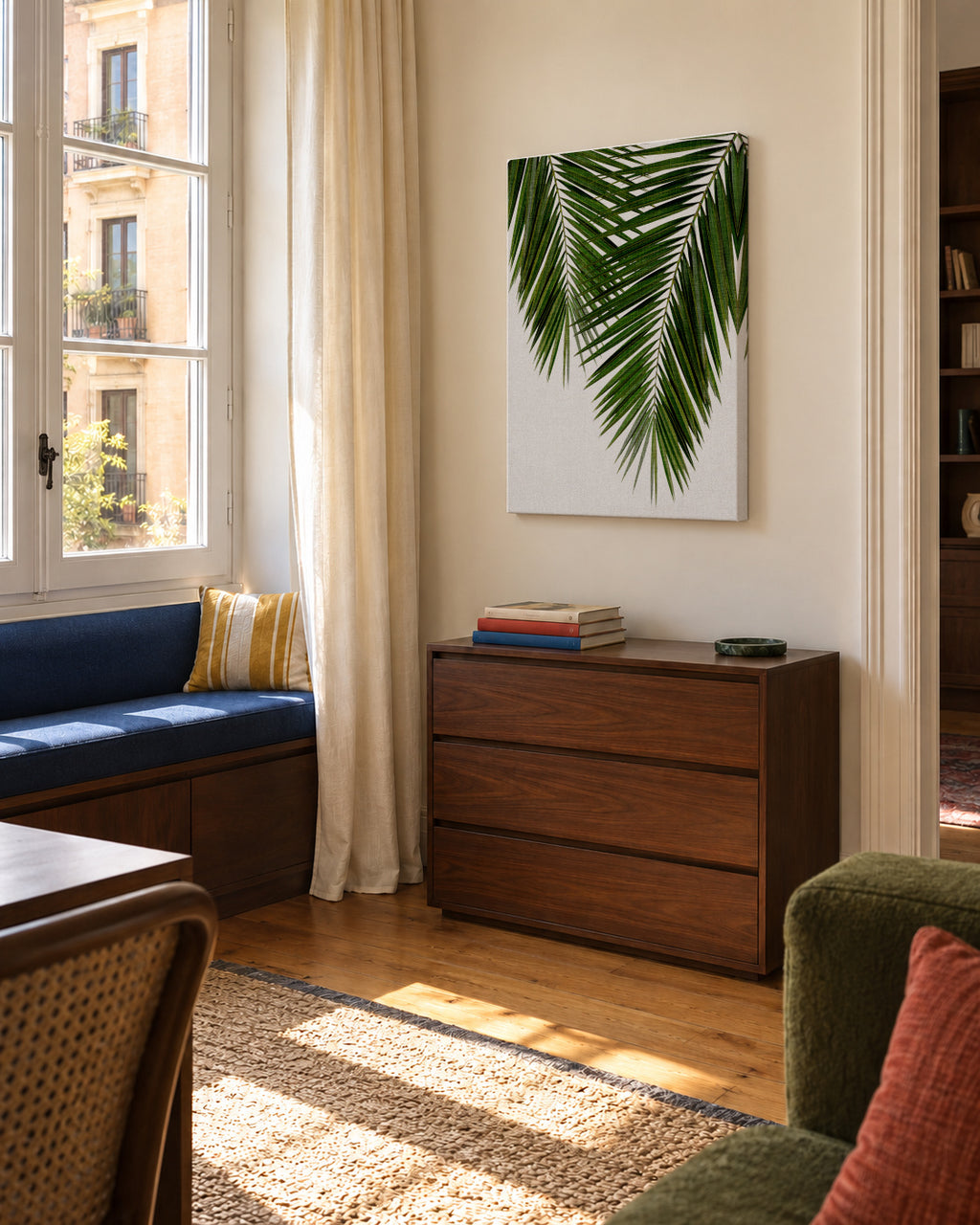 Palm Leaf II - Unframed canvas in an interior