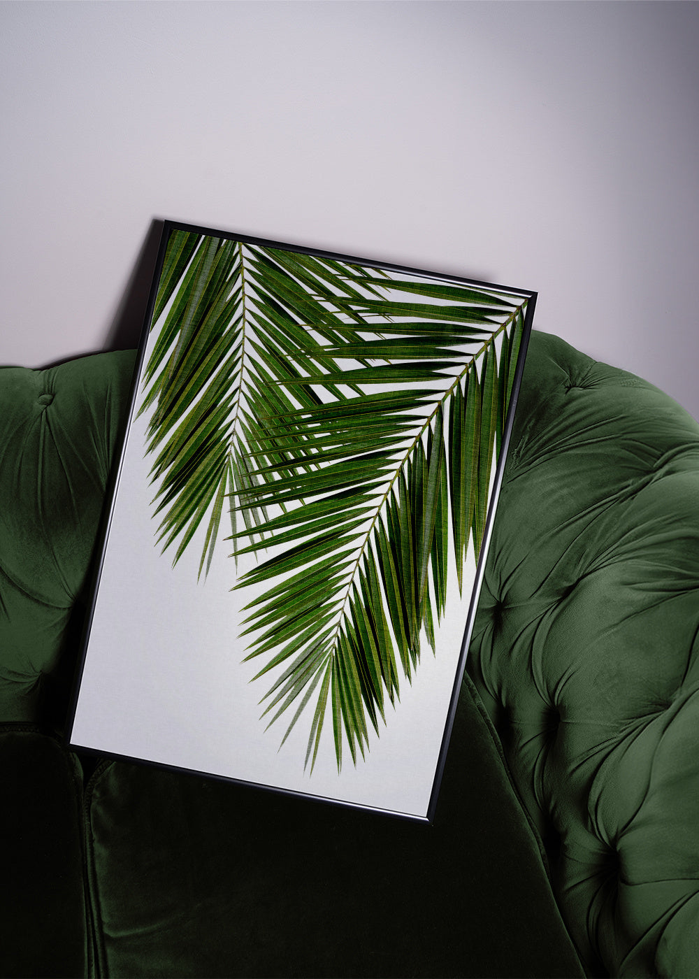 Palm Leaf II - Framed poster in an interior