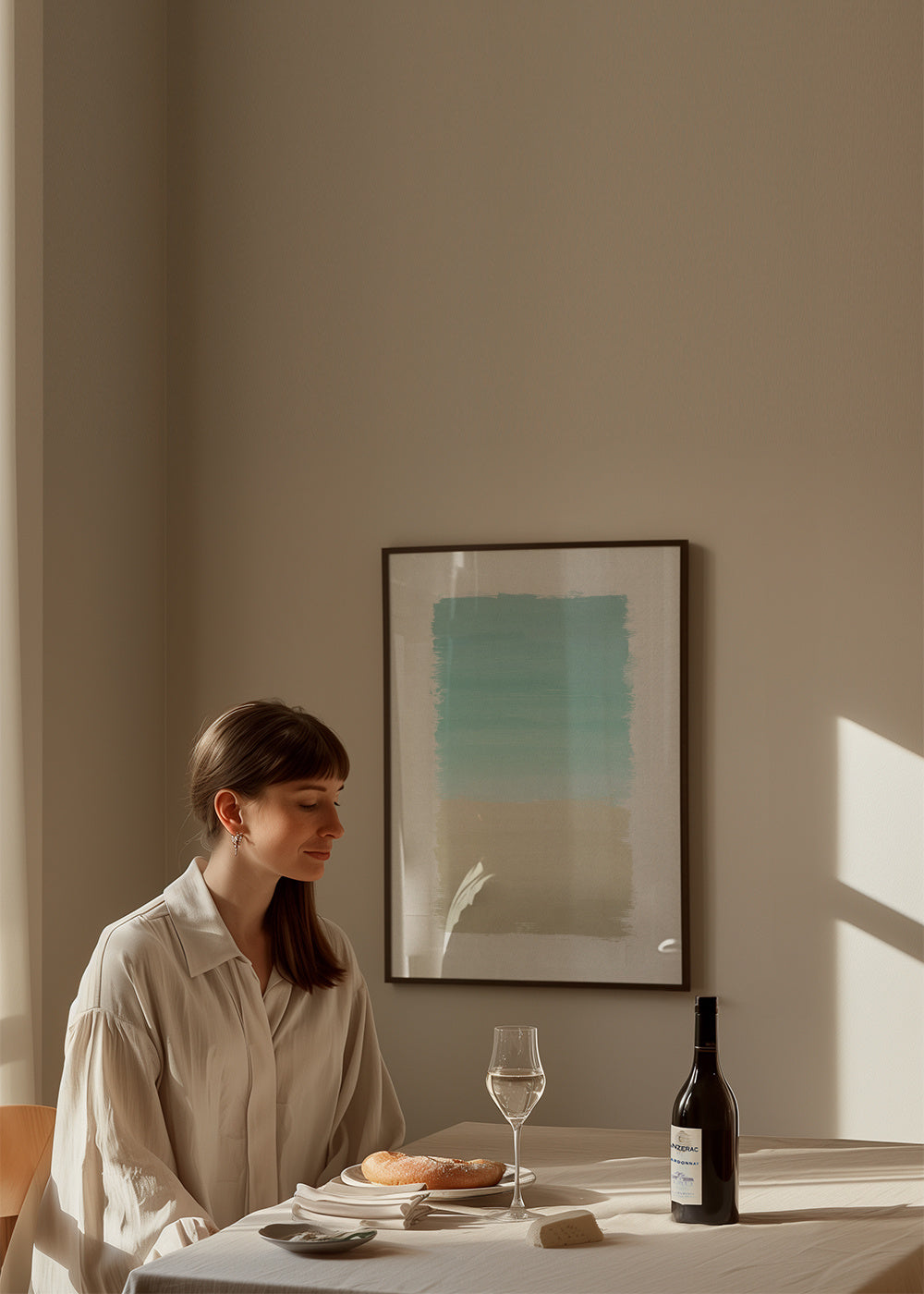 Turquoise abstract - Framed poster in an interior