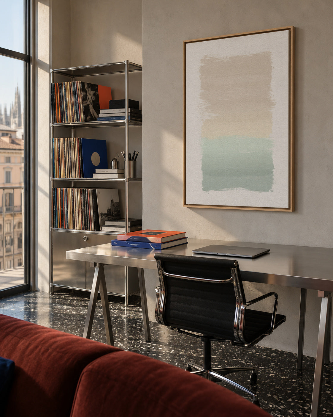 Pastel abstract - Framed canvas in an interior
