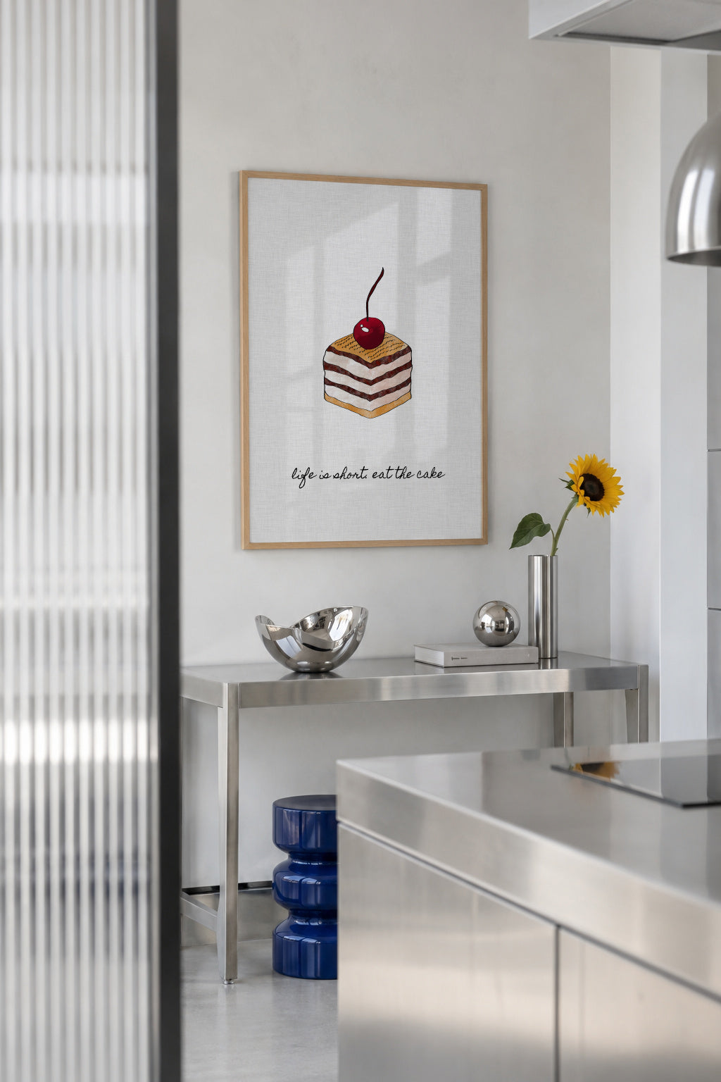 Life is short. Eat the cake - Framed poster in an interior