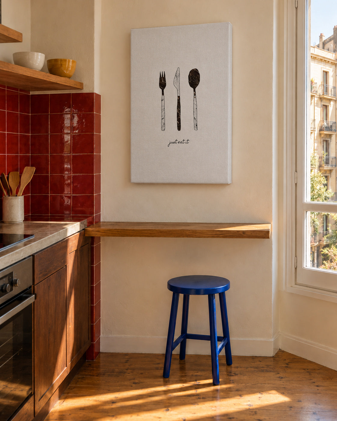 Just eat it - Unframed canvas in an interior