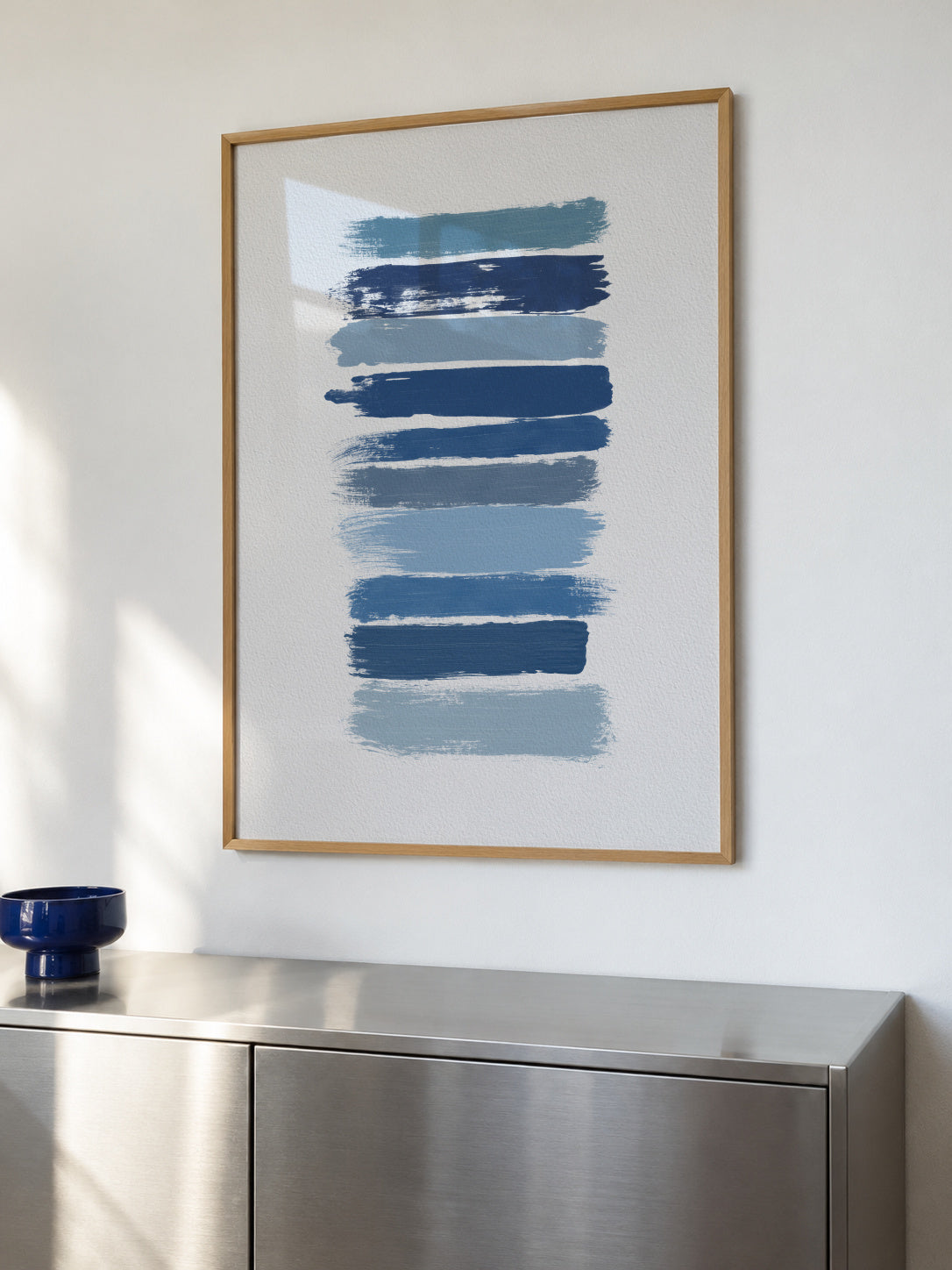Ombre Blue - Framed poster in an interior