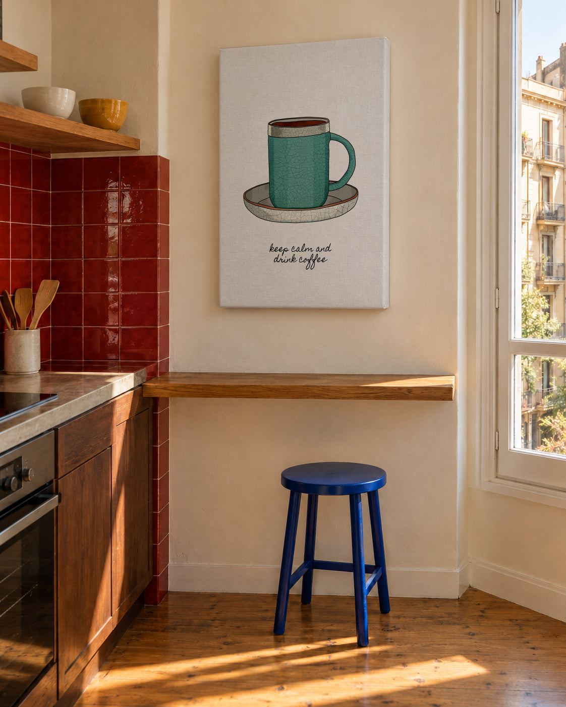 Keep Calm and Drink Coffee - Unframed canvas in an interior