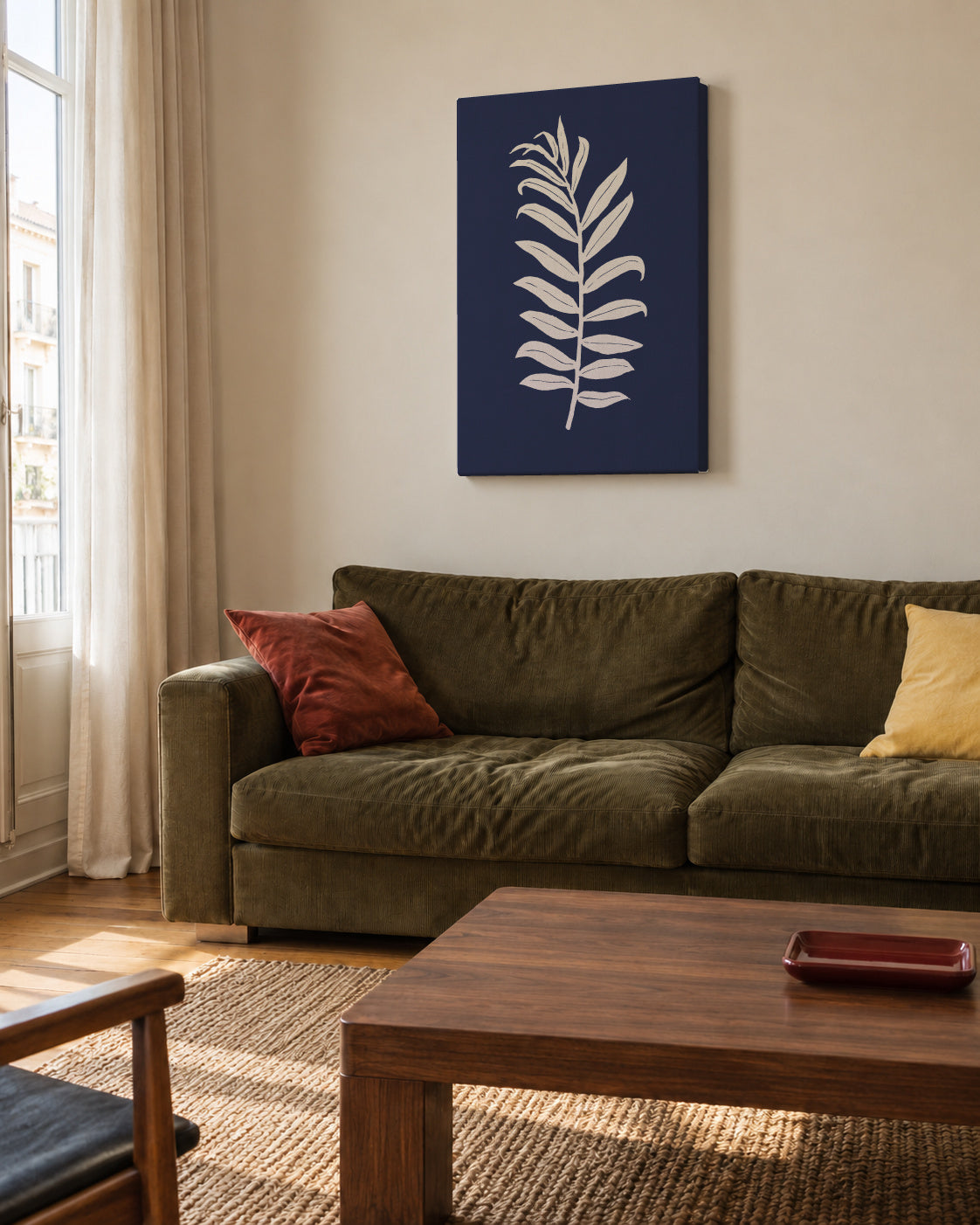 Areca Palmata Deepnight Moon - Unframed canvas in an interior