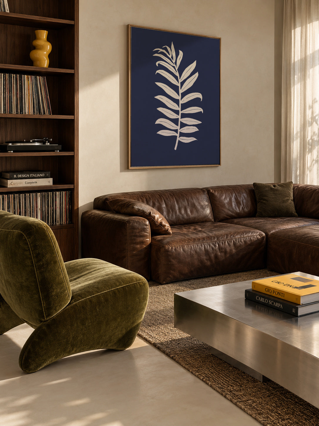 Areca Palmata Deepnight Moon - Framed canvas in an interior
