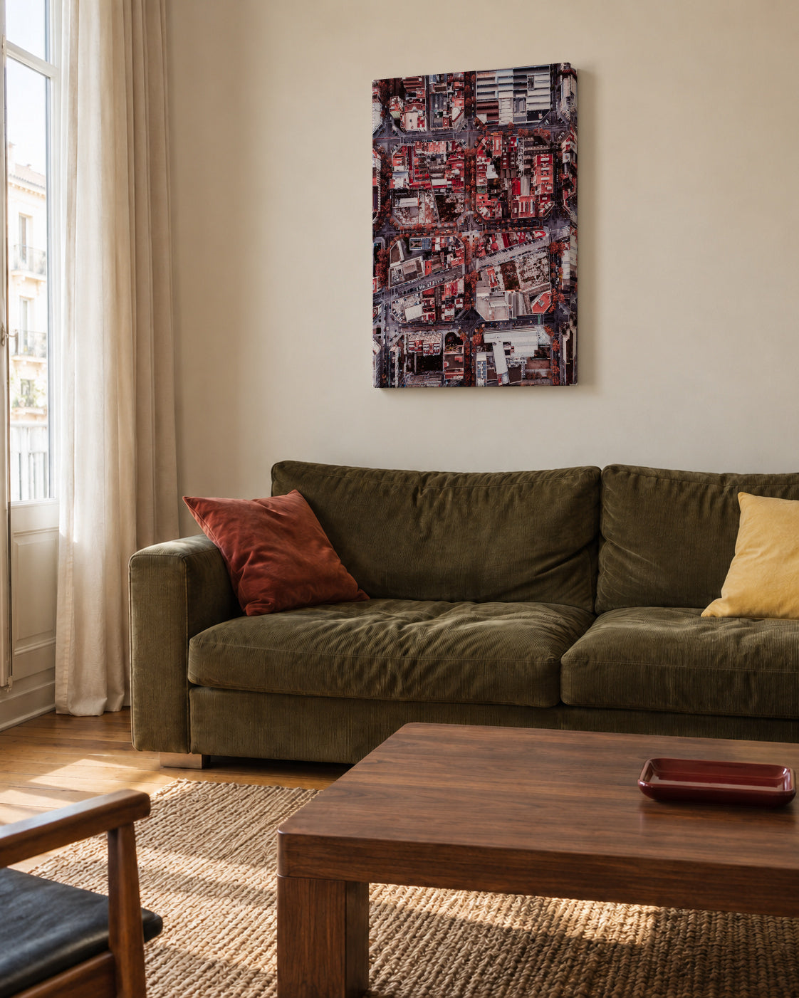Red Barcelona - Unframed canvas in an interior