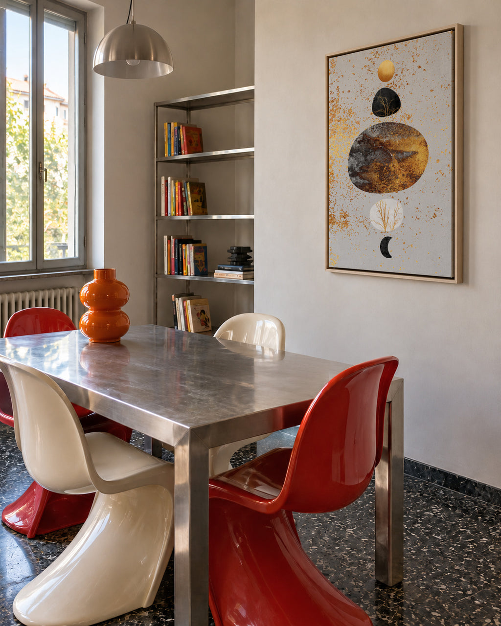Sun and moon - Framed canvas in an interior