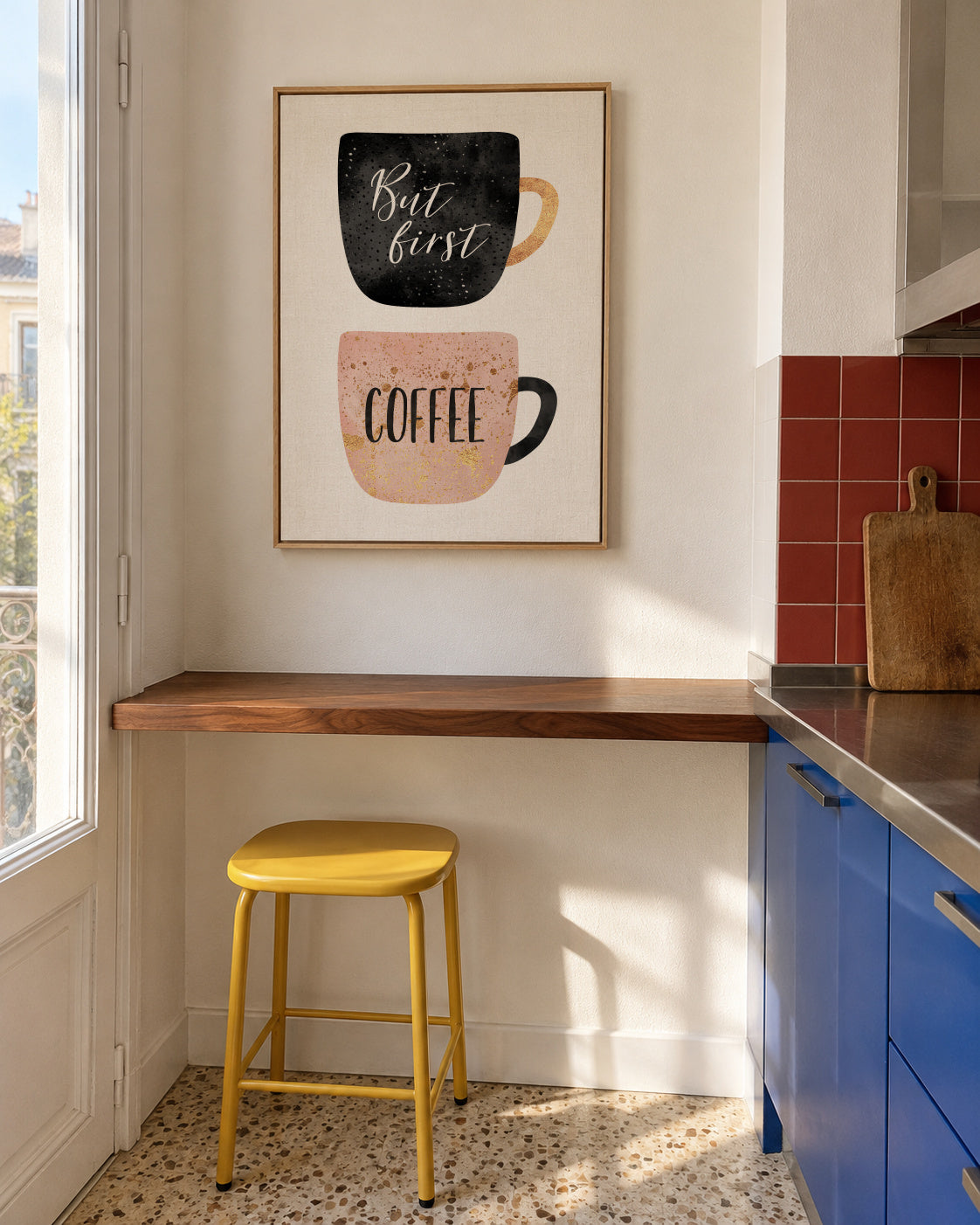 But first coffee - Framed canvas in an interior