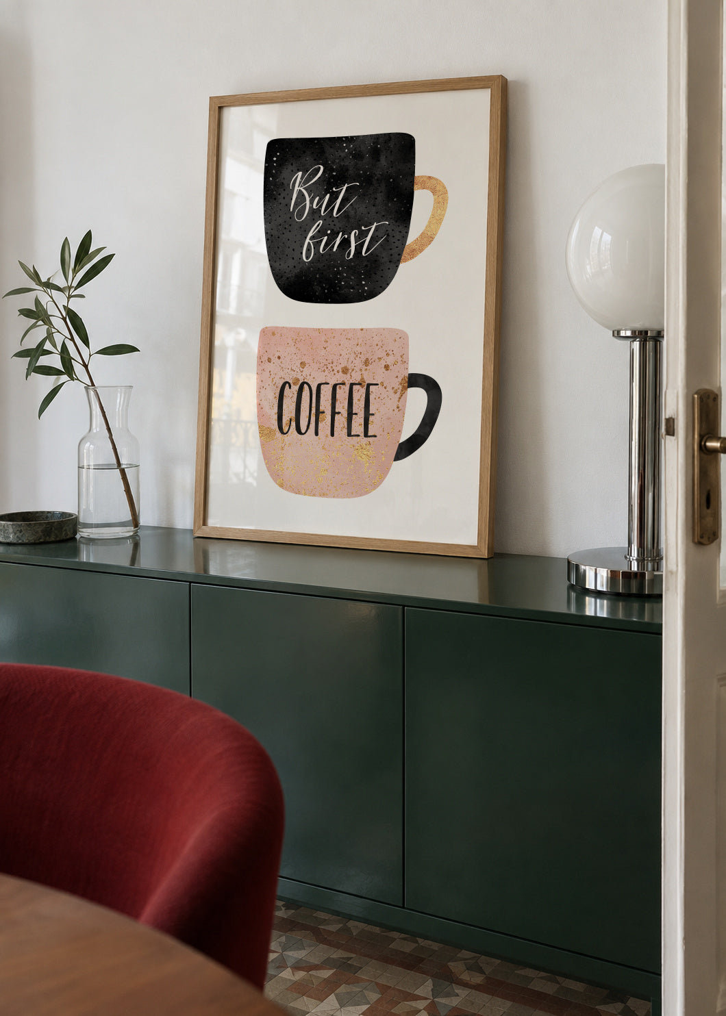 But first coffee - Framed poster in an interior