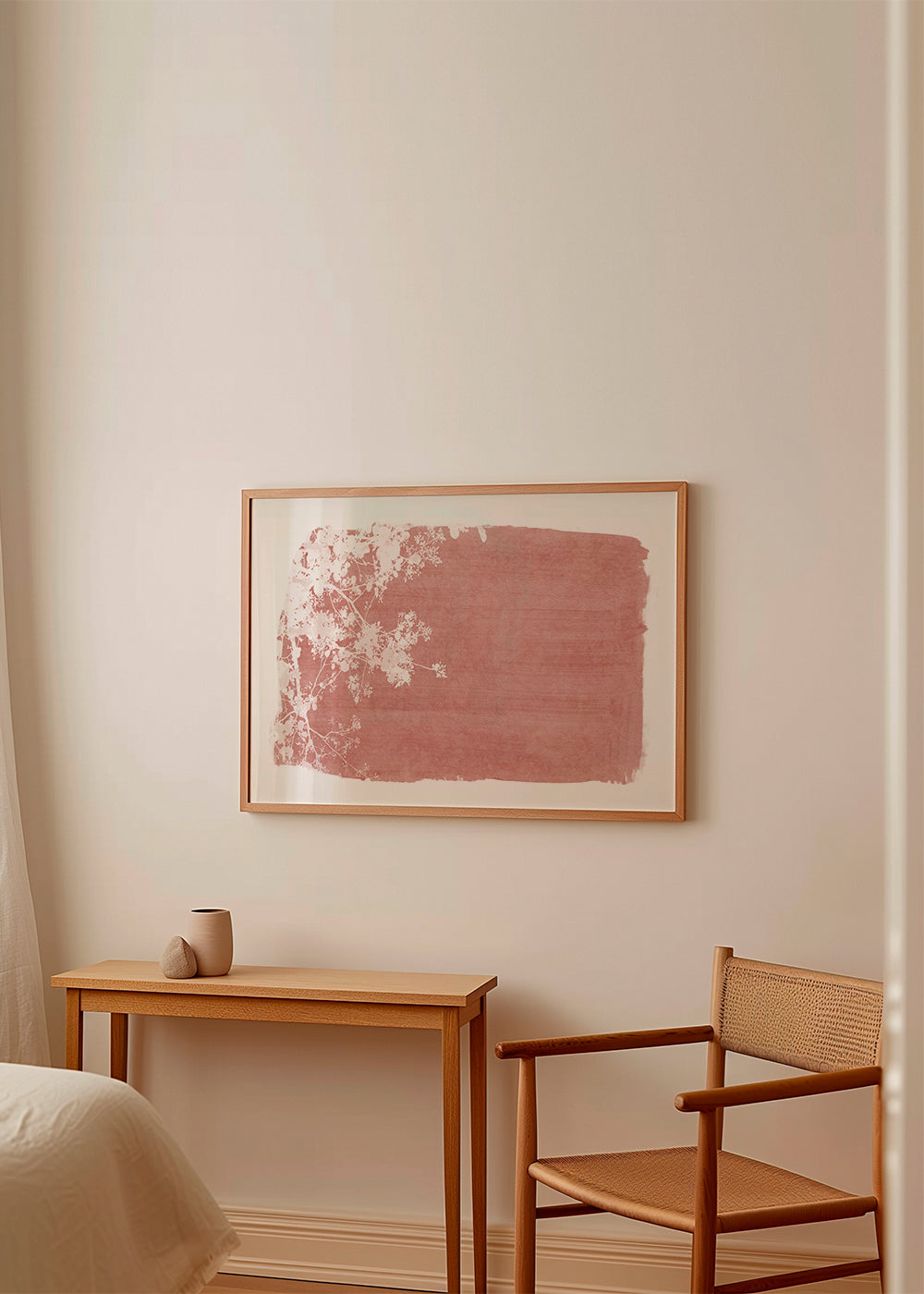 Tree foliage on red paint