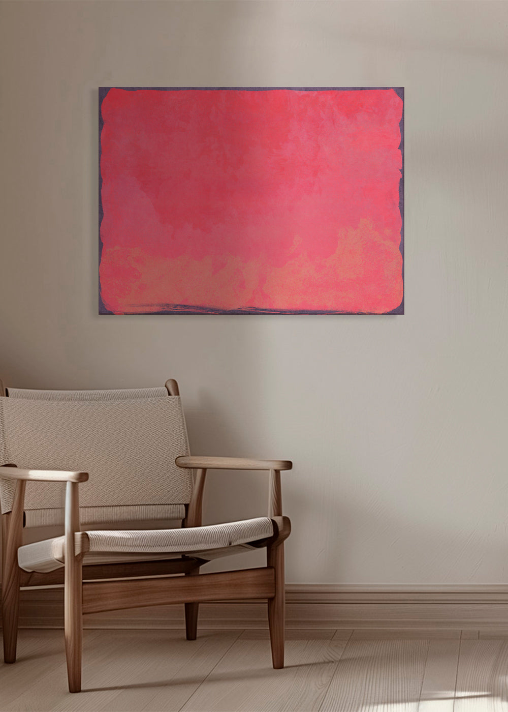 Minimal Abstract Fuschia Colorfield Painting 01