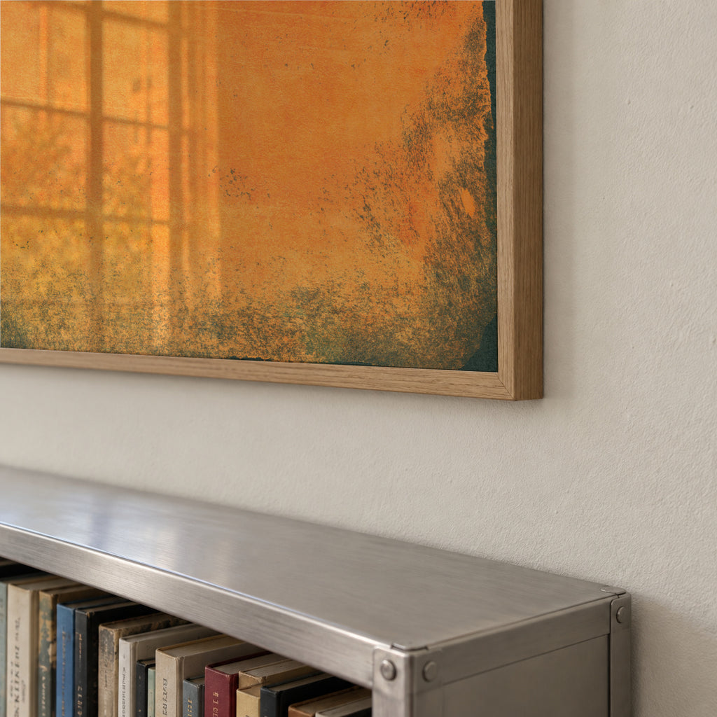 Minimal Orange Abstract Colorfield Painting 01 - Framed poster detail